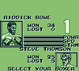 Riddick Bowe Boxing screenshot 5 for GameBoy